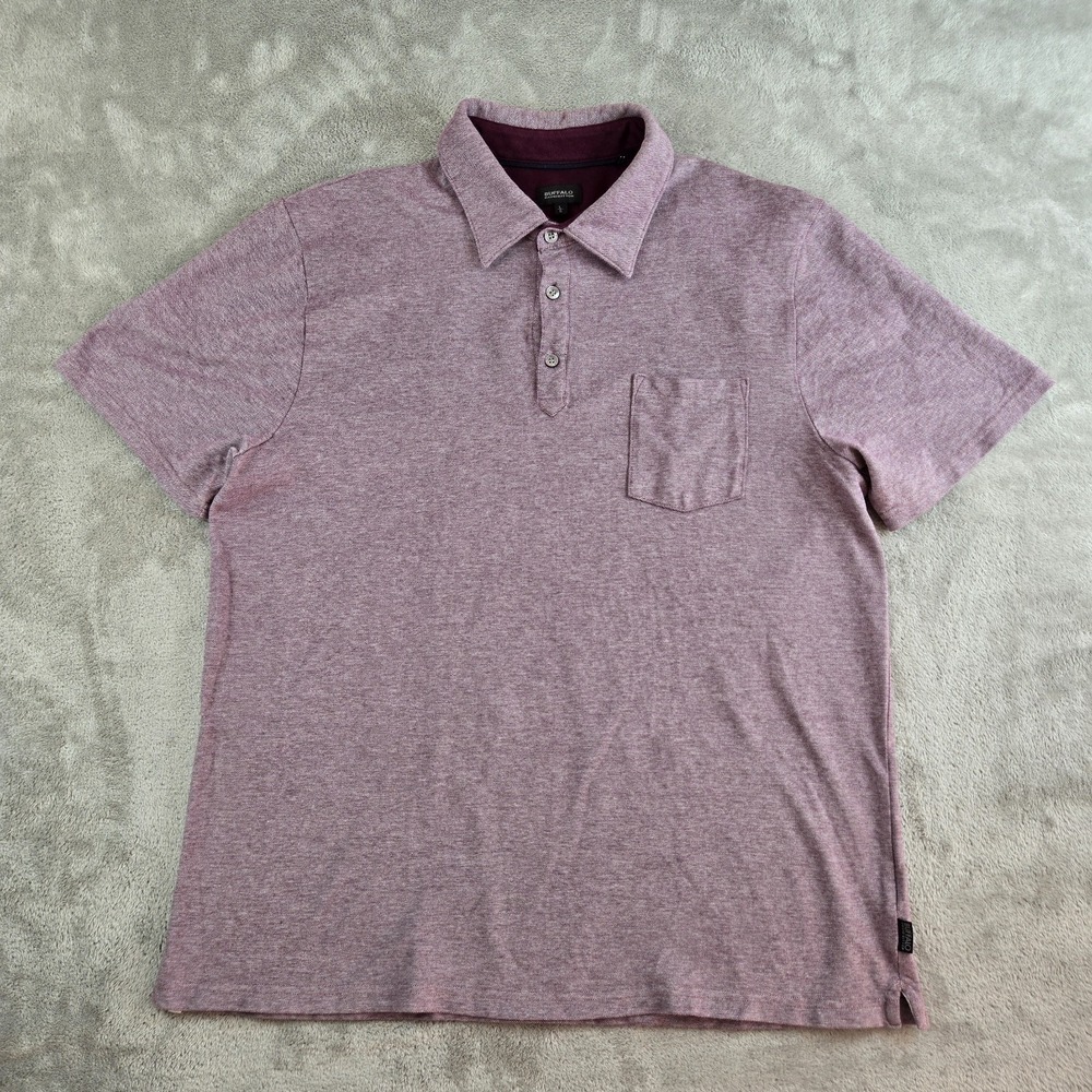 Buffalo David Bitton‎ Polo Shirt Men Large Purple Short Sleeve Soft Casual Knit